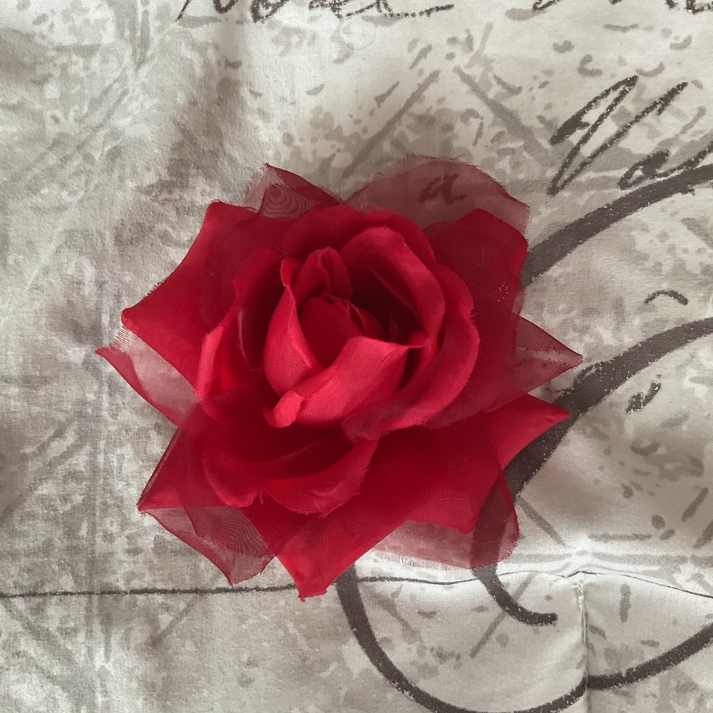Crimson Red Flower in Bloom Hair Pin